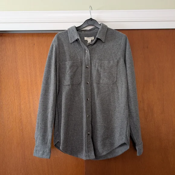 beachlunchlounge Charcoal Gray Shirt Soft Brushed Button Down Top New - Picture 5 of 6